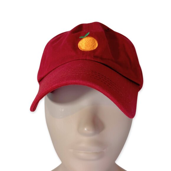 Red Embroidered Baseball Cap with Orange Adjustable Dad Hat Unisex Cotton - Picture 2 of 3